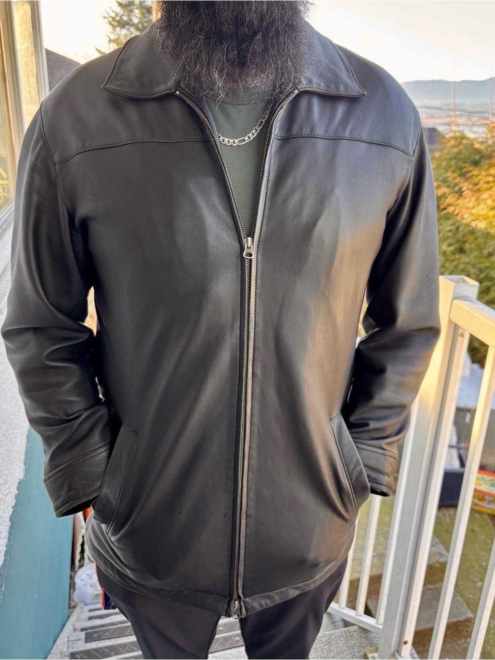 Danier Black Leather Jacket with Red Logo Tag